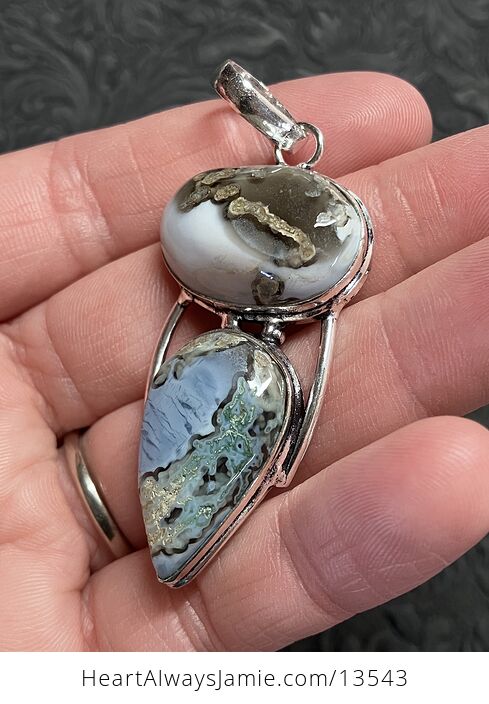 Mossy Blue Opal Crystal Stone Jewelry Pendant - #hMGRP1220n8-4