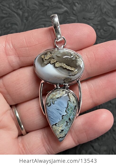 Mossy Blue Opal Crystal Stone Jewelry Pendant - #hMGRP1220n8-2