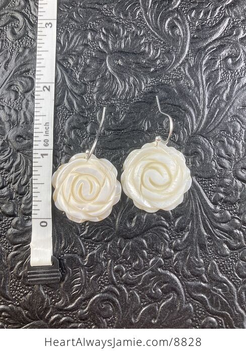 Mother of Pearl Rose Carved Earrings - #GYP66iz3tHo-4