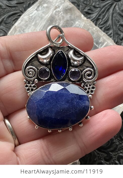 Mystic Lunar Blue Aventurine Topaz and Amethyst Crystal Stone Pendant Charm - #l1EslIXzTBA-1