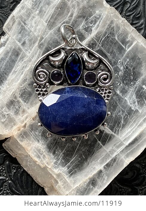 Mystic Lunar Blue Aventurine Topaz and Amethyst Crystal Stone Pendant Charm - #l1EslIXzTBA-5