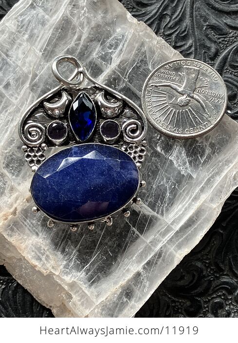 Mystic Lunar Blue Aventurine Topaz and Amethyst Crystal Stone Pendant Charm - #l1EslIXzTBA-6