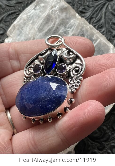 Mystic Lunar Blue Aventurine Topaz and Amethyst Crystal Stone Pendant Charm - #l1EslIXzTBA-2