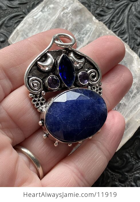 Mystic Lunar Blue Aventurine Topaz and Amethyst Crystal Stone Pendant Charm - #l1EslIXzTBA-3