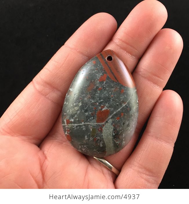 Natural African Blood Stone Jewelry Pendant - #GxkETKfWB9Y-1