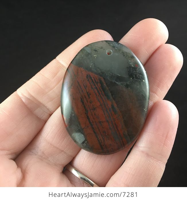 Natural African Bloodstone Cherry Orchard Jasper Septinite Stone Jewelry Pendant - #0z9h3zaHFMg-1