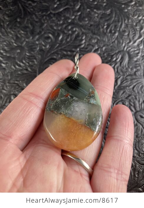 Natural African Bloodstone Jewelry Pendant Crystal Ornament - #v17DcEPmQGQ-3