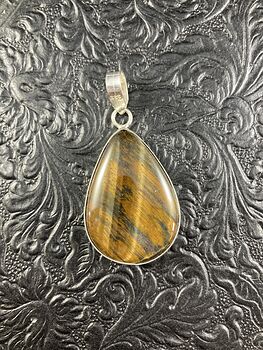 Natural Blue and Gold Tigers Eye Crystal Stone Jewelry Pendant #R9zPmTxvPOI