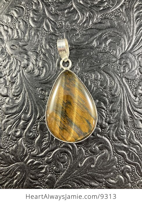 Natural Blue and Gold Tigers Eye Crystal Stone Jewelry Pendant - #R9zPmTxvPOI-1