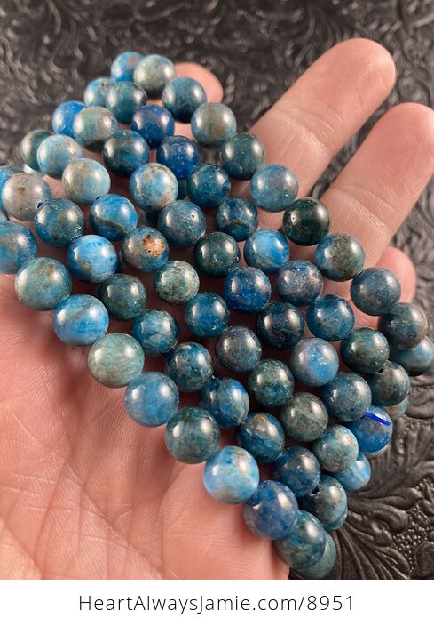Natural Blue Apatite 8mm Gemstone Crystal Jewelry Bracelet - #hhYYbHP6bCA-11