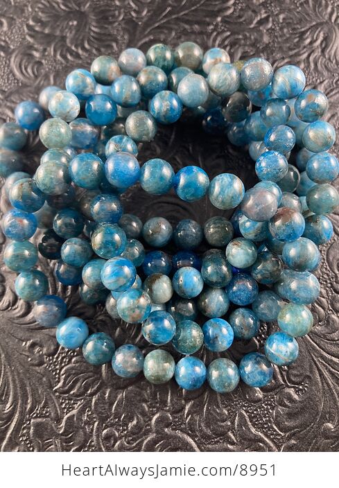 Natural Blue Apatite 8mm Gemstone Crystal Jewelry Bracelet - #hhYYbHP6bCA-12