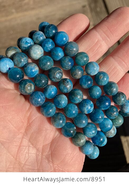 Natural Blue Apatite 8mm Gemstone Crystal Jewelry Bracelet - #hhYYbHP6bCA-2