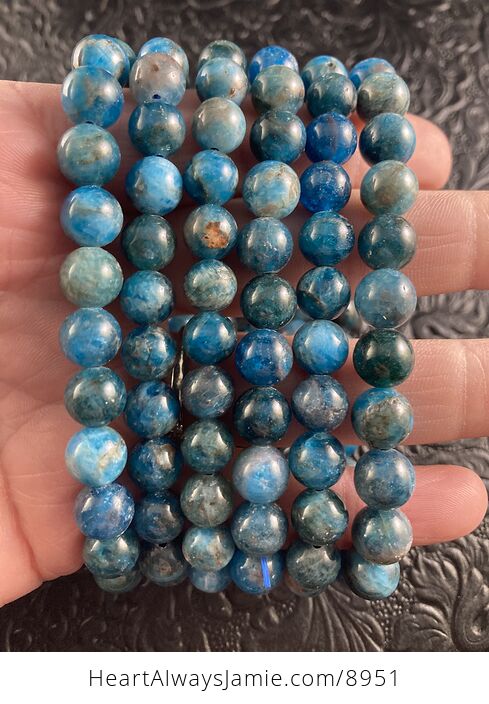 Natural Blue Apatite 8mm Gemstone Crystal Jewelry Bracelet - #hhYYbHP6bCA-15