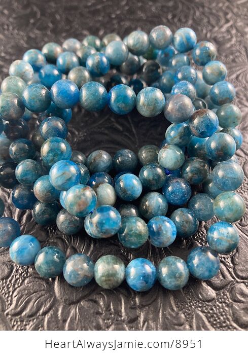 Natural Blue Apatite 8mm Gemstone Crystal Jewelry Bracelet - #hhYYbHP6bCA-13
