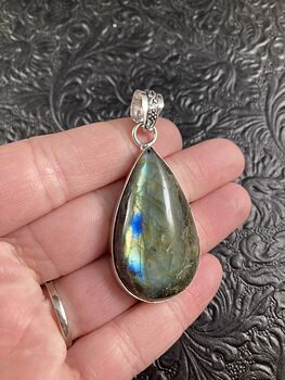 Natural Blue Flash Labradorite Crystal Stone Jewelry Pendant #IYl2UiGm3BA