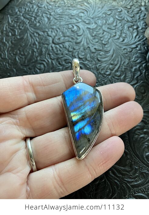 Natural Blue Flash Labradorite Crystal Stone Jewelry Pendant - #hsZ7yfoeUU0-6