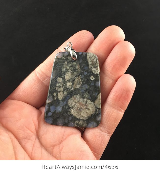 Natural Blue Gray and Black Que Sera Llanite Stone Jewelry Pendant - #nVPmau4EJFY-4