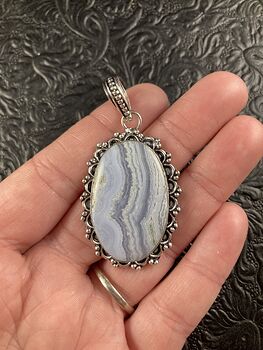 Natural Blue Lace Agate Crystal Stone Jewelry Pendant #4Uff4UVocro
