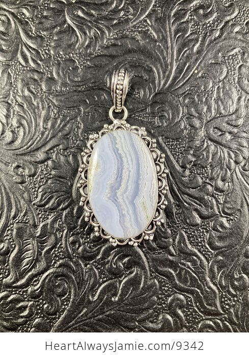 Natural Blue Lace Agate Crystal Stone Jewelry Pendant - #4Uff4UVocro-2