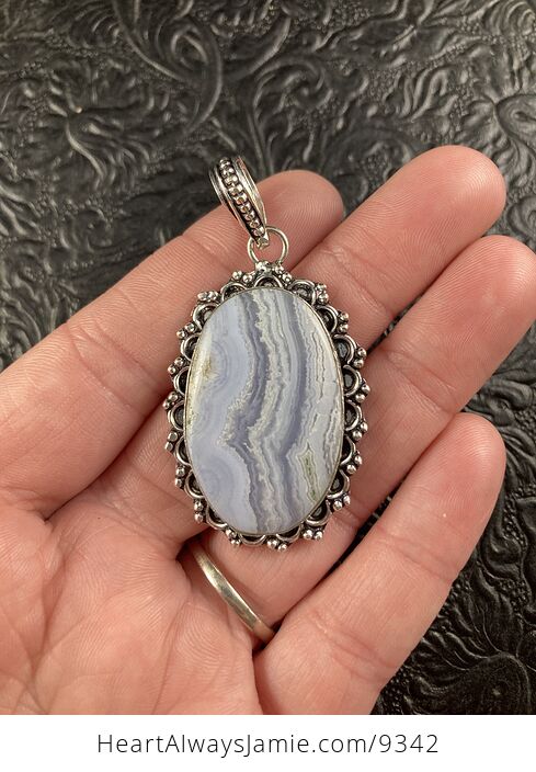Natural Blue Lace Agate Crystal Stone Jewelry Pendant - #4Uff4UVocro-1