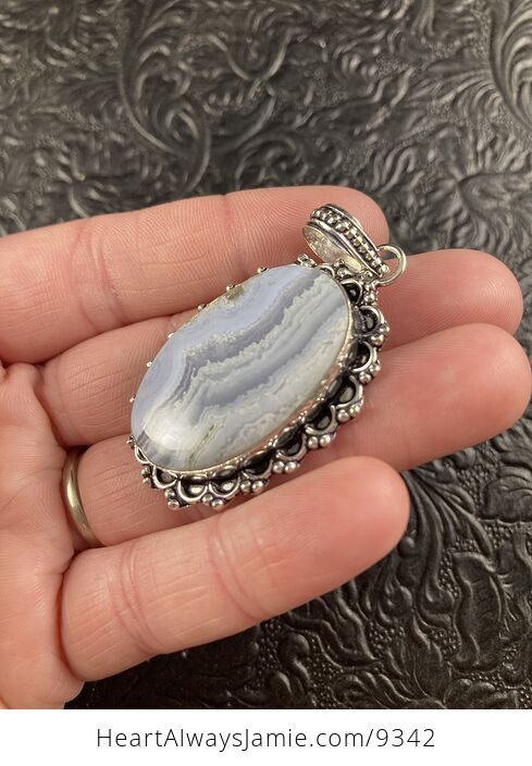 Natural Blue Lace Agate Crystal Stone Jewelry Pendant - #4Uff4UVocro-4