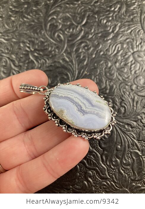 Natural Blue Lace Agate Crystal Stone Jewelry Pendant - #4Uff4UVocro-5