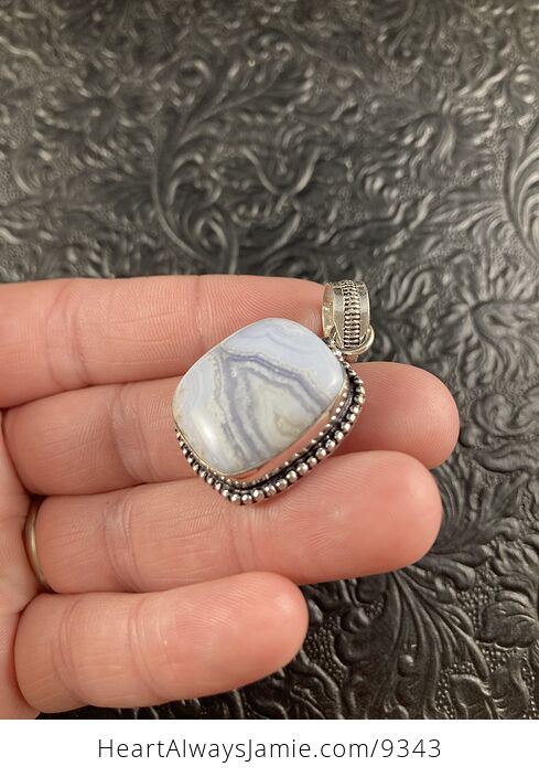 Natural Blue Lace Agate Crystal Stone Jewelry Pendant - #QqWssAkwXNk-4