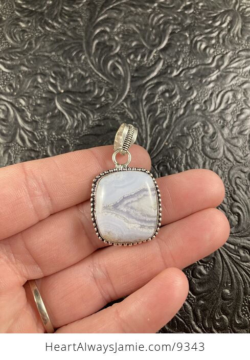 Natural Blue Lace Agate Crystal Stone Jewelry Pendant - #QqWssAkwXNk-2