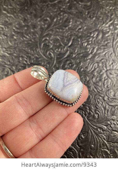 Natural Blue Lace Agate Crystal Stone Jewelry Pendant - #QqWssAkwXNk-5