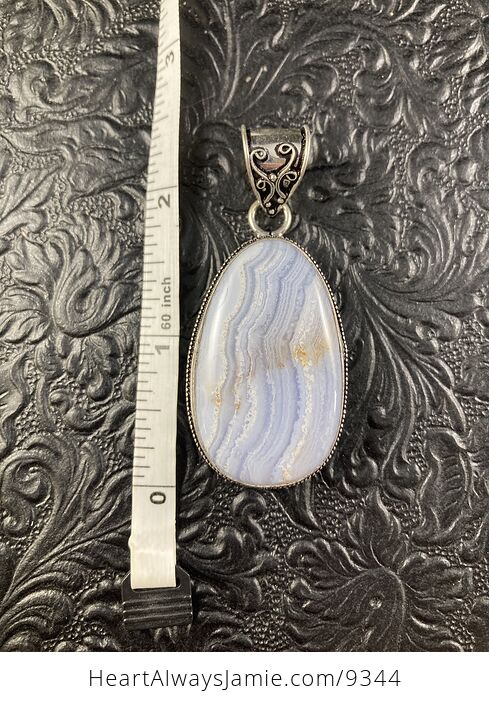 Natural Blue Lace Agate Crystal Stone Jewelry Pendant - #gK0gocUpEA4-3