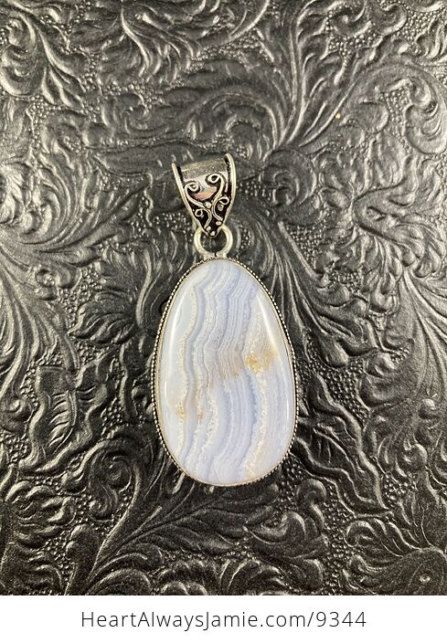 Natural Blue Lace Agate Crystal Stone Jewelry Pendant - #gK0gocUpEA4-1