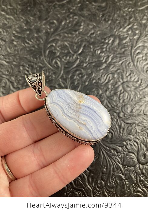 Natural Blue Lace Agate Crystal Stone Jewelry Pendant - #gK0gocUpEA4-5
