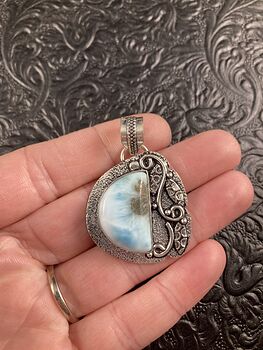 Natural Blue Larimar Crystal Stone Jewelry Pendant #hbxhH4I5k00