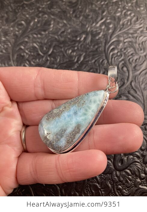 Natural Blue Larimar Crystal Stone Jewelry Pendant - #FXqbCegAVZM-2