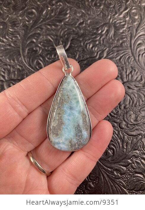 Natural Blue Larimar Crystal Stone Jewelry Pendant - #FXqbCegAVZM-1