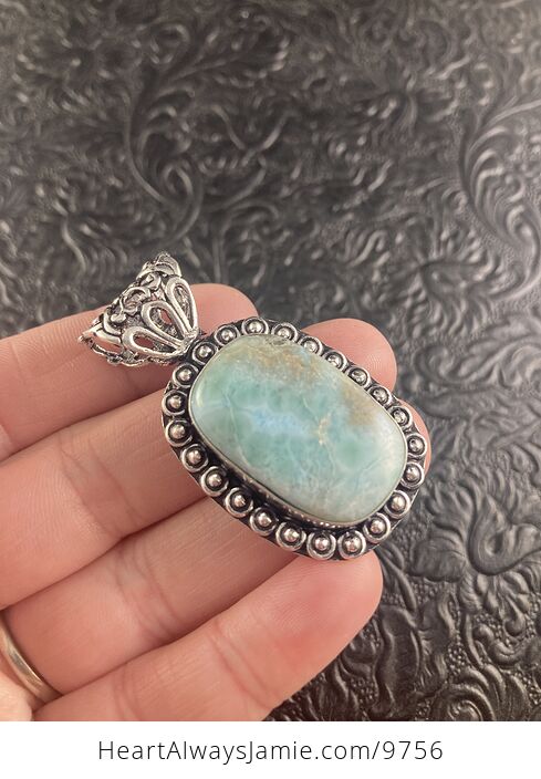 Natural Blue Larimar Crystal Stone Jewelry Pendant - #HhmBuHl0XHU-2