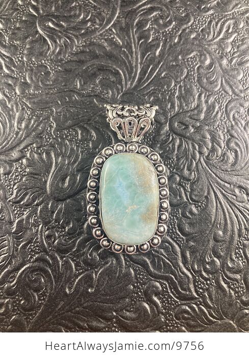 Natural Blue Larimar Crystal Stone Jewelry Pendant - #HhmBuHl0XHU-3