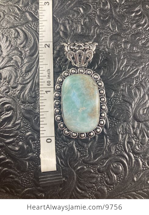 Natural Blue Larimar Crystal Stone Jewelry Pendant - #HhmBuHl0XHU-4