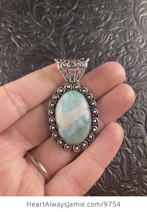 Natural Blue Larimar Crystal Stone Jewelry Pendant - #XQQPXfp5FdI-2