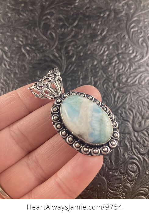 Natural Blue Larimar Crystal Stone Jewelry Pendant - #XQQPXfp5FdI-4