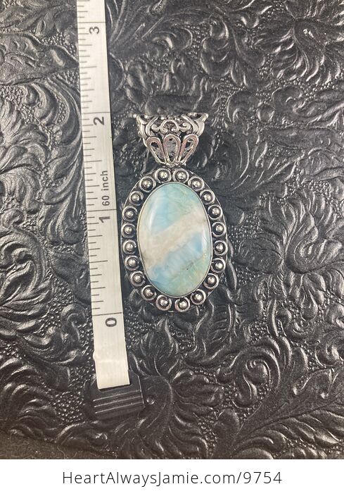 Natural Blue Larimar Crystal Stone Jewelry Pendant - #XQQPXfp5FdI-5
