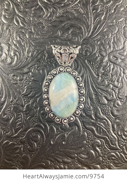 Natural Blue Larimar Crystal Stone Jewelry Pendant - #XQQPXfp5FdI-1