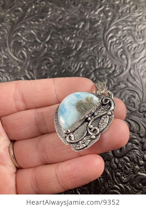Natural Blue Larimar Crystal Stone Jewelry Pendant - #hbxhH4I5k00-2