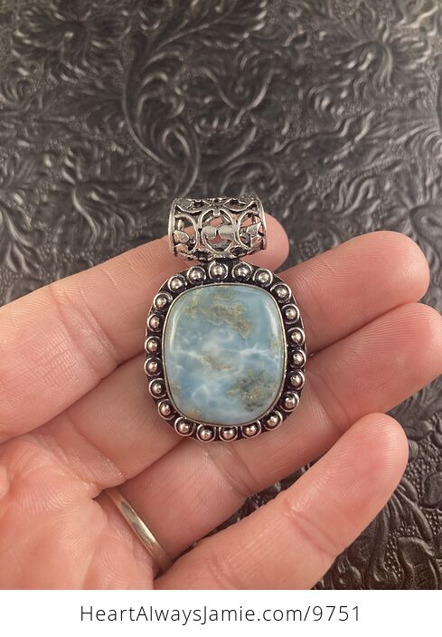 Natural Blue Larimar Crystal Stone Jewelry Pendant - #jnufAro2e3o-2