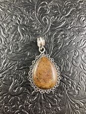 Natural Bronzite Crystal Stone and Hearts Jewelry Pendant #PApAeCh0b2A