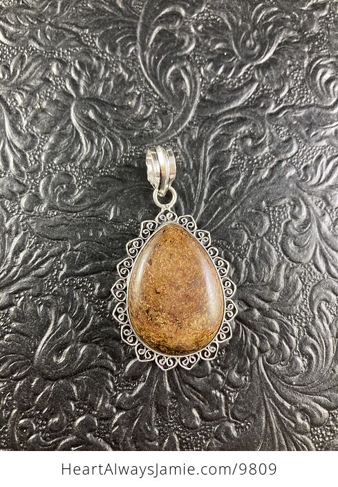 Natural Bronzite Crystal Stone and Hearts Jewelry Pendant - #PApAeCh0b2A-1