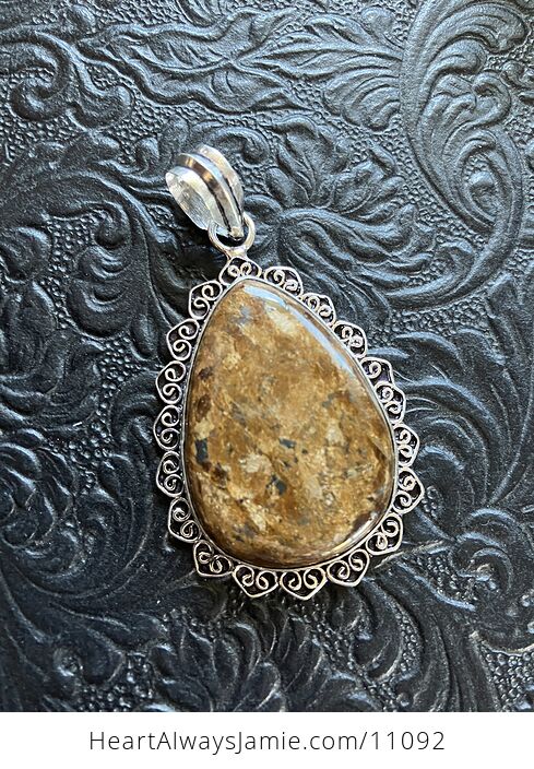 Natural Bronzite Crystal Stone Jewelry Pendant with Hearts - #fWLRgnuKwdA-1