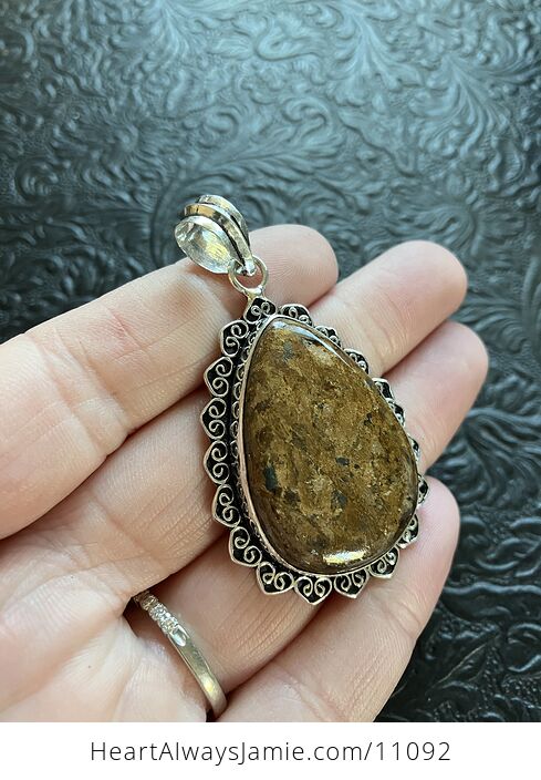 Natural Bronzite Crystal Stone Jewelry Pendant with Hearts - #fWLRgnuKwdA-3
