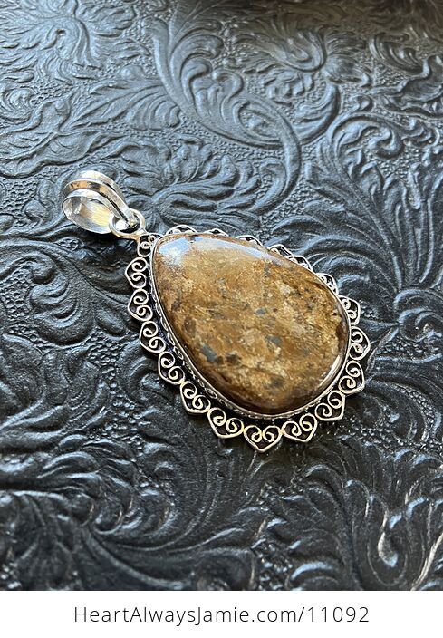 Natural Bronzite Crystal Stone Jewelry Pendant with Hearts - #fWLRgnuKwdA-6
