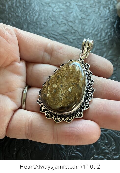 Natural Bronzite Crystal Stone Jewelry Pendant with Hearts - #fWLRgnuKwdA-4